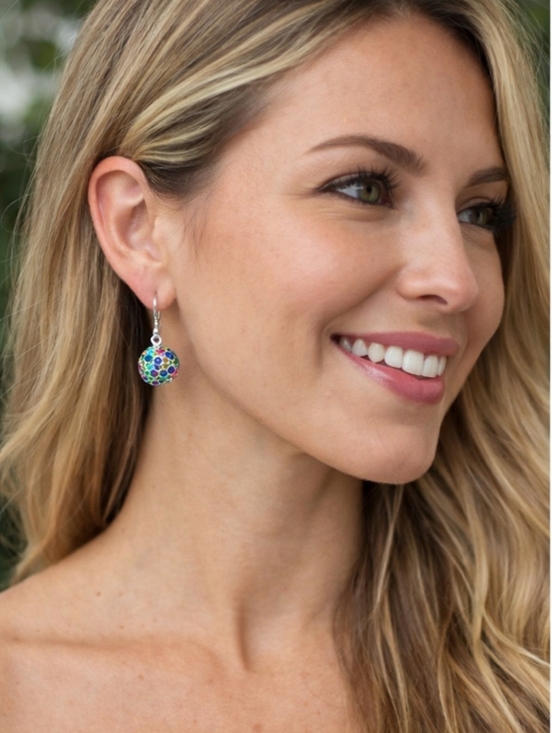 Harriet Ave Jewels Jewelry - Stainless Steel Silver Tone Multi Color Rhinestones Drop Earrings New